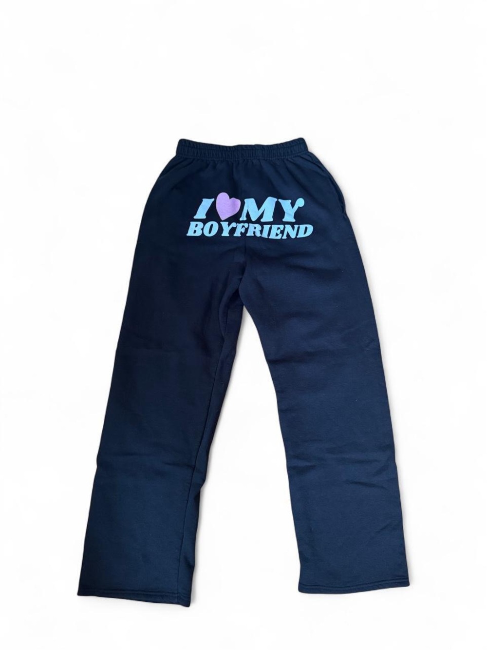 Jerzees Black Sweatpants with 'I ♥ My Boyfriend' Graphic